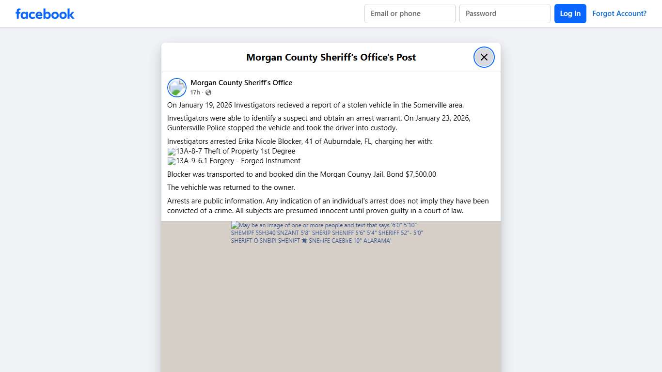 On January 19, 2026... - Morgan County Sheriff's Office Facebook